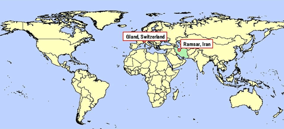 Location of Ramsar and the Convention's Bureau